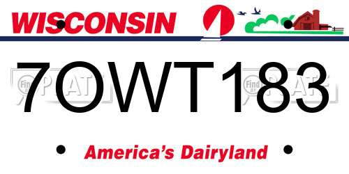 7OWT183 Wisconsin License Plate