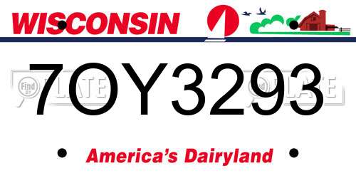 7OY3293 Wisconsin License Plate
