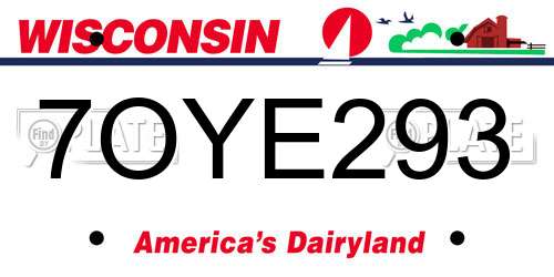 7OYE293 Wisconsin License Plate