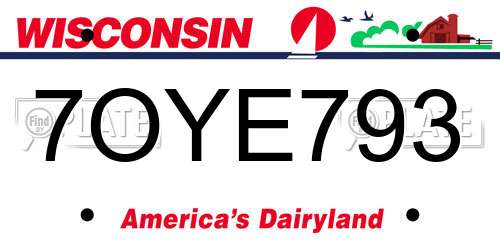 7OYE793 Wisconsin License Plate