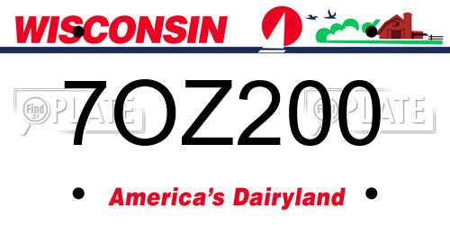 7OZ200 Wisconsin License Plate