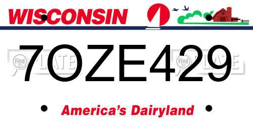 7OZE429 Wisconsin License Plate