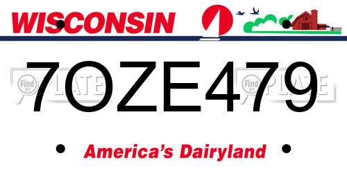 7OZE479 Wisconsin License Plate