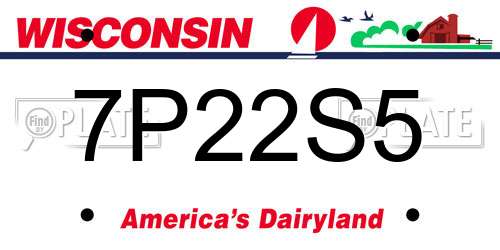 7P22S5 Wisconsin License Plate
