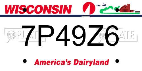 7P49Z6 Wisconsin License Plate
