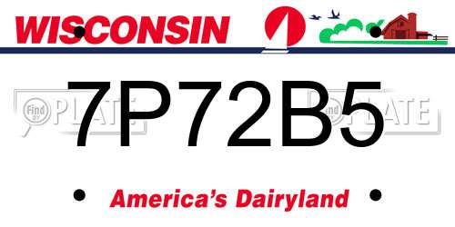 7P72B5 Wisconsin License Plate