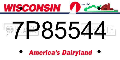 7P85544 Wisconsin License Plate