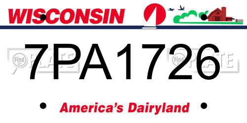 7PA1726 Wisconsin License Plate