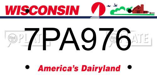 7PA976 Wisconsin License Plate