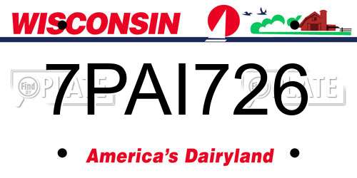 7PAI726 Wisconsin License Plate