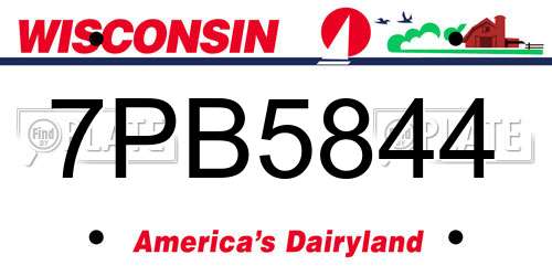 7PB5844 Wisconsin License Plate