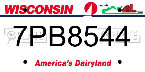7PB8544 Wisconsin License Plate