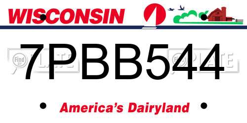 7PBB544 Wisconsin License Plate