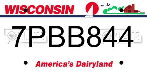 7PBB844 Wisconsin License Plate