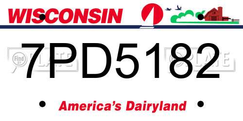 7PD5182 Wisconsin License Plate