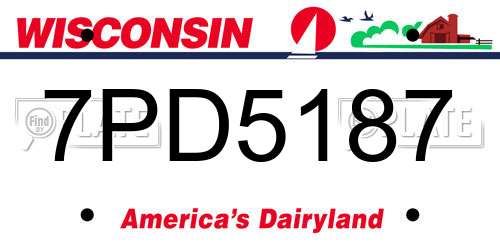 7PD5187 Wisconsin License Plate