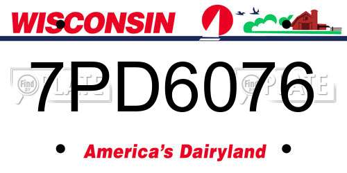 7PD6076 Wisconsin License Plate