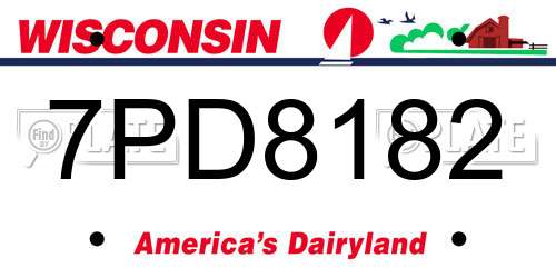 7PD8182 Wisconsin License Plate