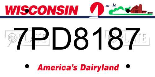 7PD8187 Wisconsin License Plate