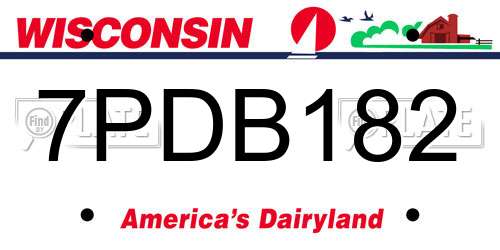 7PDB182 Wisconsin License Plate