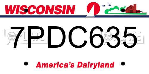 7PDC635 Wisconsin License Plate
