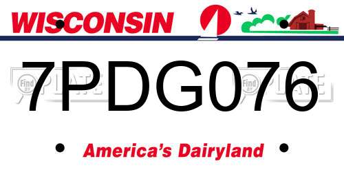 7PDG076 Wisconsin License Plate