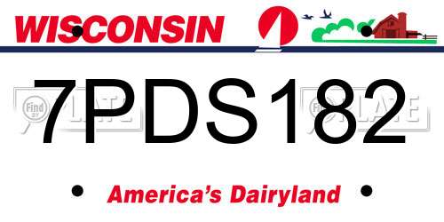 7PDS182 Wisconsin License Plate