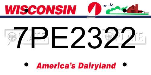 7PE2322 Wisconsin License Plate