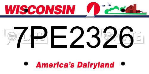 7PE2326 Wisconsin License Plate