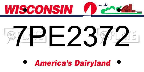 7PE2372 Wisconsin License Plate