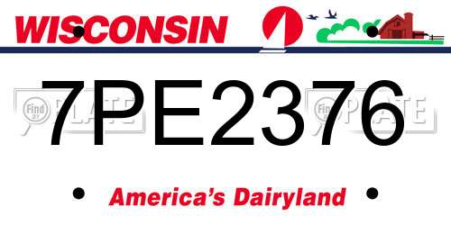 7PE2376 Wisconsin License Plate