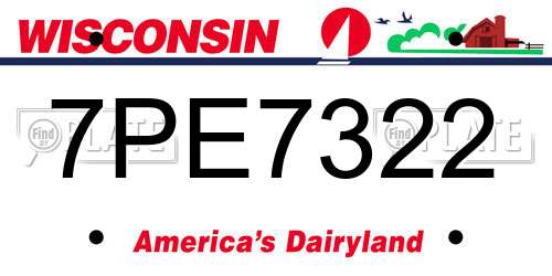 7PE7322 Wisconsin License Plate
