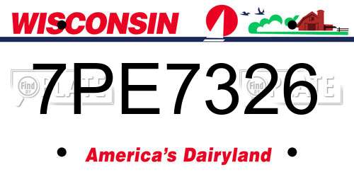 7PE7326 Wisconsin License Plate