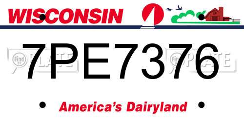 7PE7376 Wisconsin License Plate