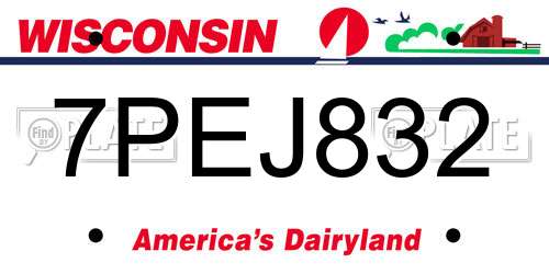 7PEJ832 Wisconsin License Plate