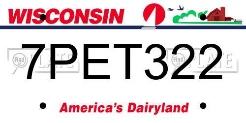 7PET322 Wisconsin License Plate