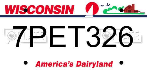 7PET326 Wisconsin License Plate