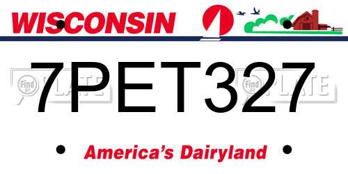 7PET327 Wisconsin License Plate
