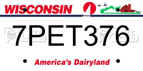 7PET376 Wisconsin License Plate
