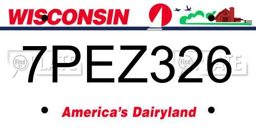 7PEZ326 Wisconsin License Plate