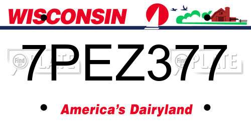 7PEZ377 Wisconsin License Plate