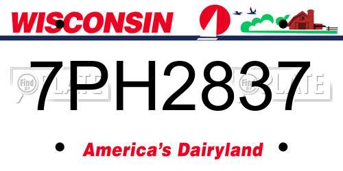 7PH2837 Wisconsin License Plate