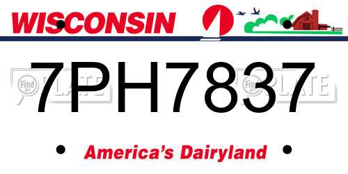 7PH7837 Wisconsin License Plate