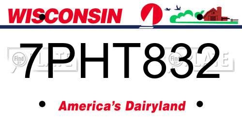 7PHT832 Wisconsin License Plate