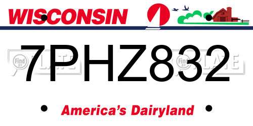 7PHZ832 Wisconsin License Plate