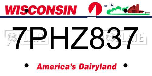 7PHZ837 Wisconsin License Plate