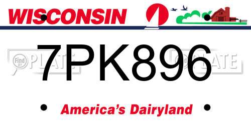7PK896 Wisconsin License Plate