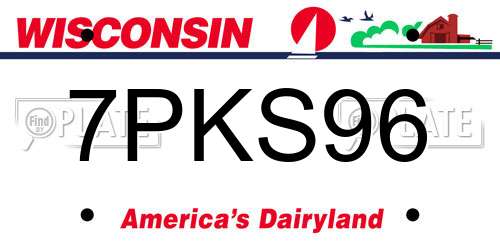 7PKS96 Wisconsin License Plate