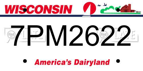 7PM2622 Wisconsin License Plate