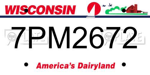 7PM2672 Wisconsin License Plate